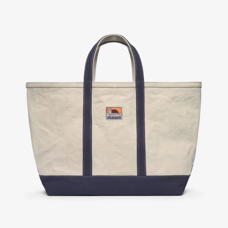 SILAS - Bags - Tote Bag - Unisex - White Natural-Blue Navy made by Sebago