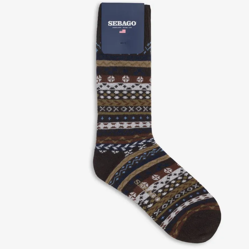 FAIR ISLE C - Socks - Crew Sock - Unisex - Brown Pattern made by Sebago