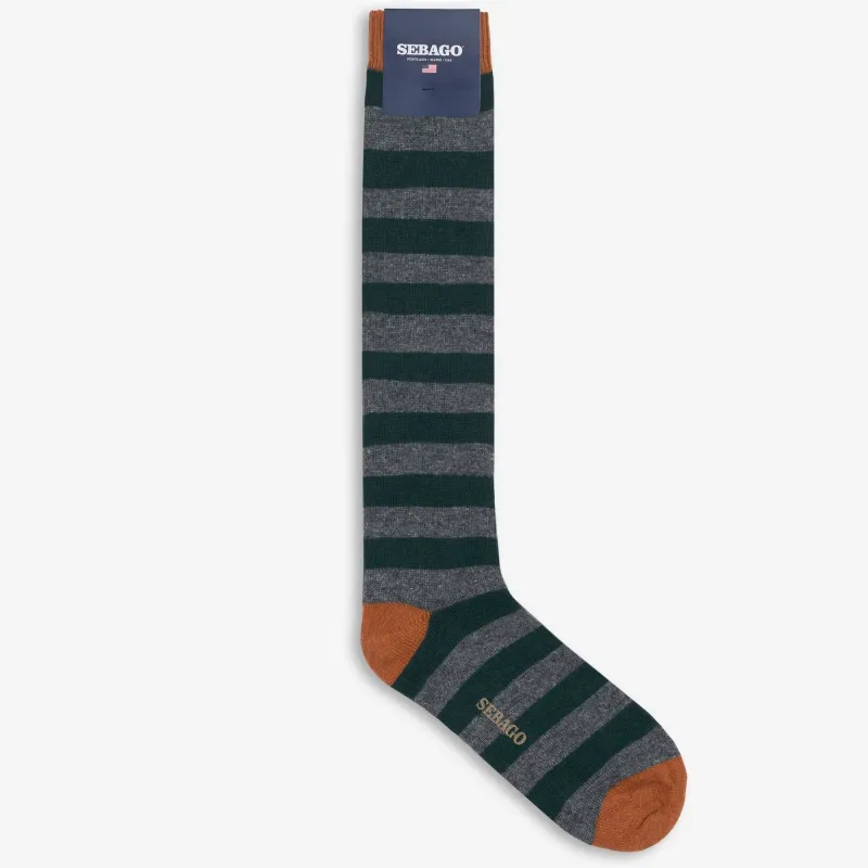 SOLON RIGAL - Socks - Quarter High Sock - Unisex - Green-Grey-Orange made by Sebago
