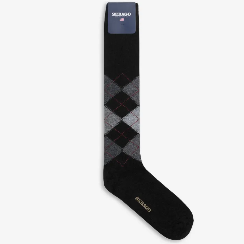 RHOMBUS L - Socks - Knee High Sock - Unisex - Black-Grey made by Sebago
