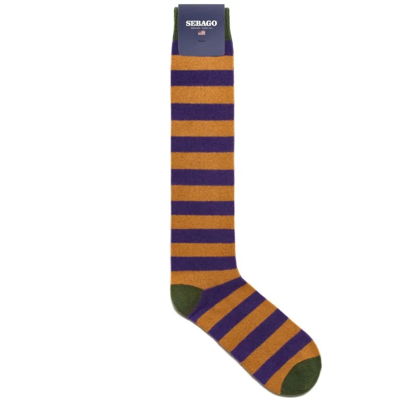 DRESDEN 47 - Socks - Knee High Sock - Man - YELLOW-VIOLET-DK GREEN sold by Sebago