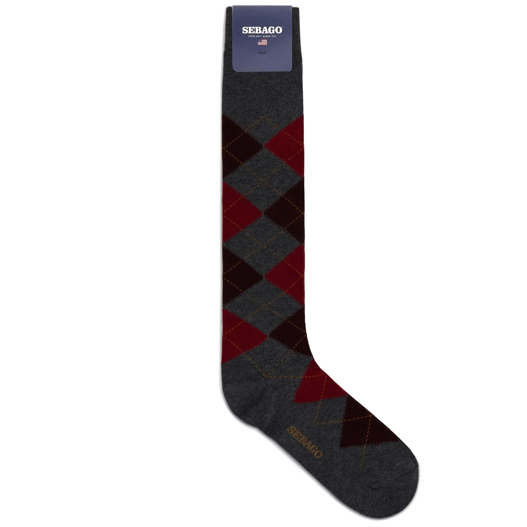 SABATTUS ROMBOL - Socks - Quarter High Sock - Unisex - GREY-BORDEAUX-RED-ORANGE sold by Sebago