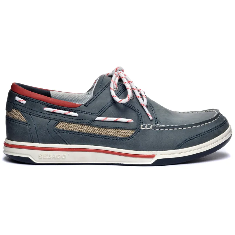 Triton Three Eyelets Nubuck - Navy Blue made by Sebago