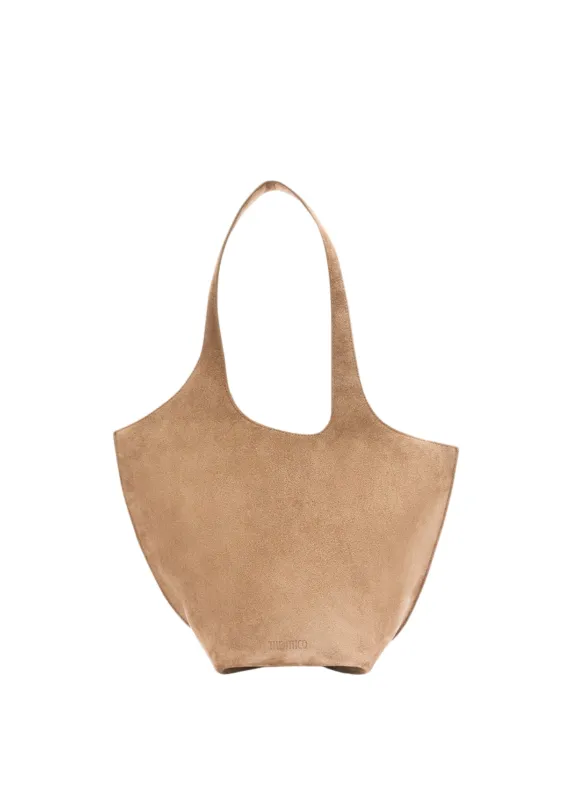 The Attico // "La Scoop Medium" Shoulder Suede / Tobacco made by The Attico
