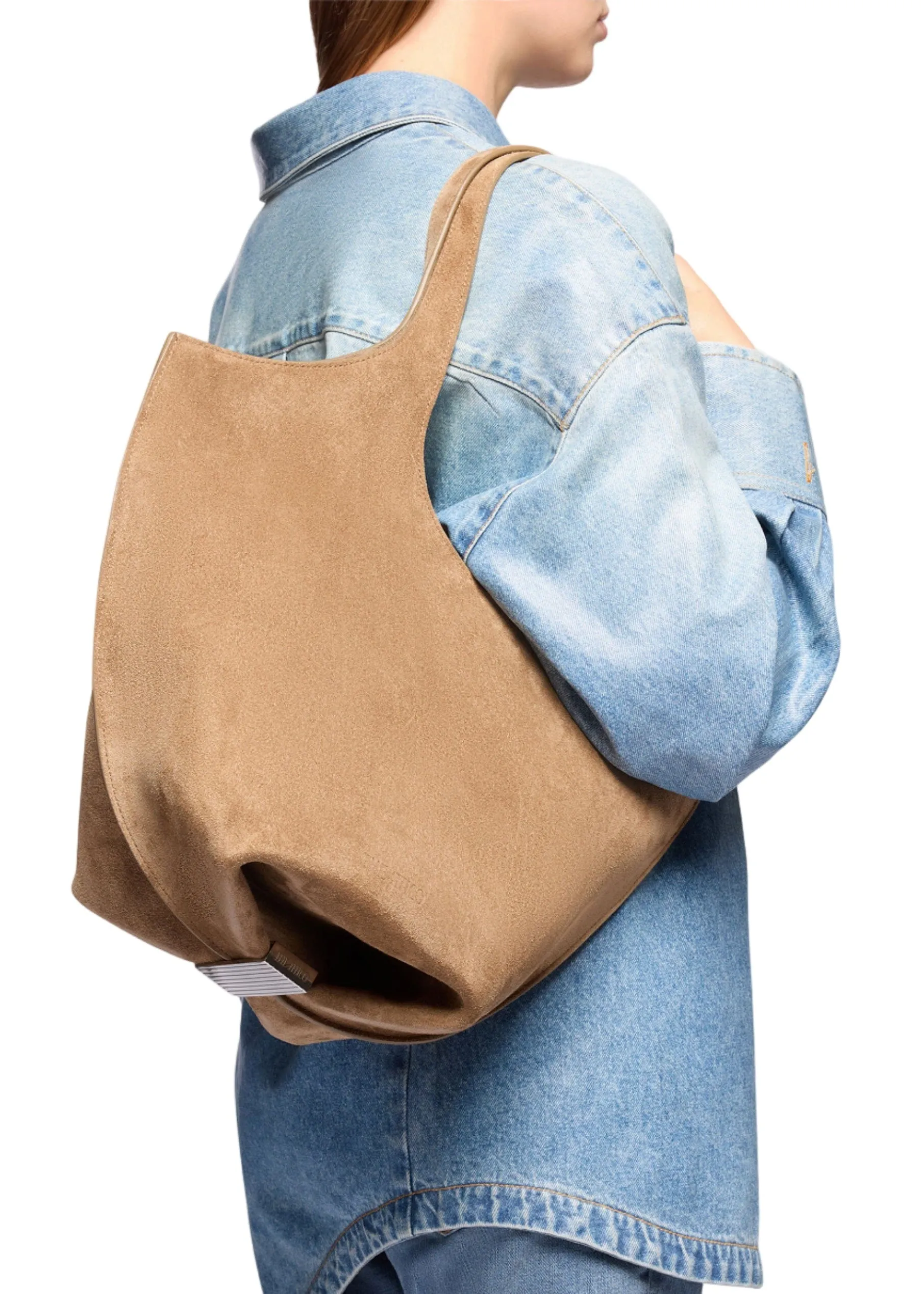 The Attico // "La Scoop Medium" Shoulder Suede / Tobacco sold by Seletti product image thumbnail 3