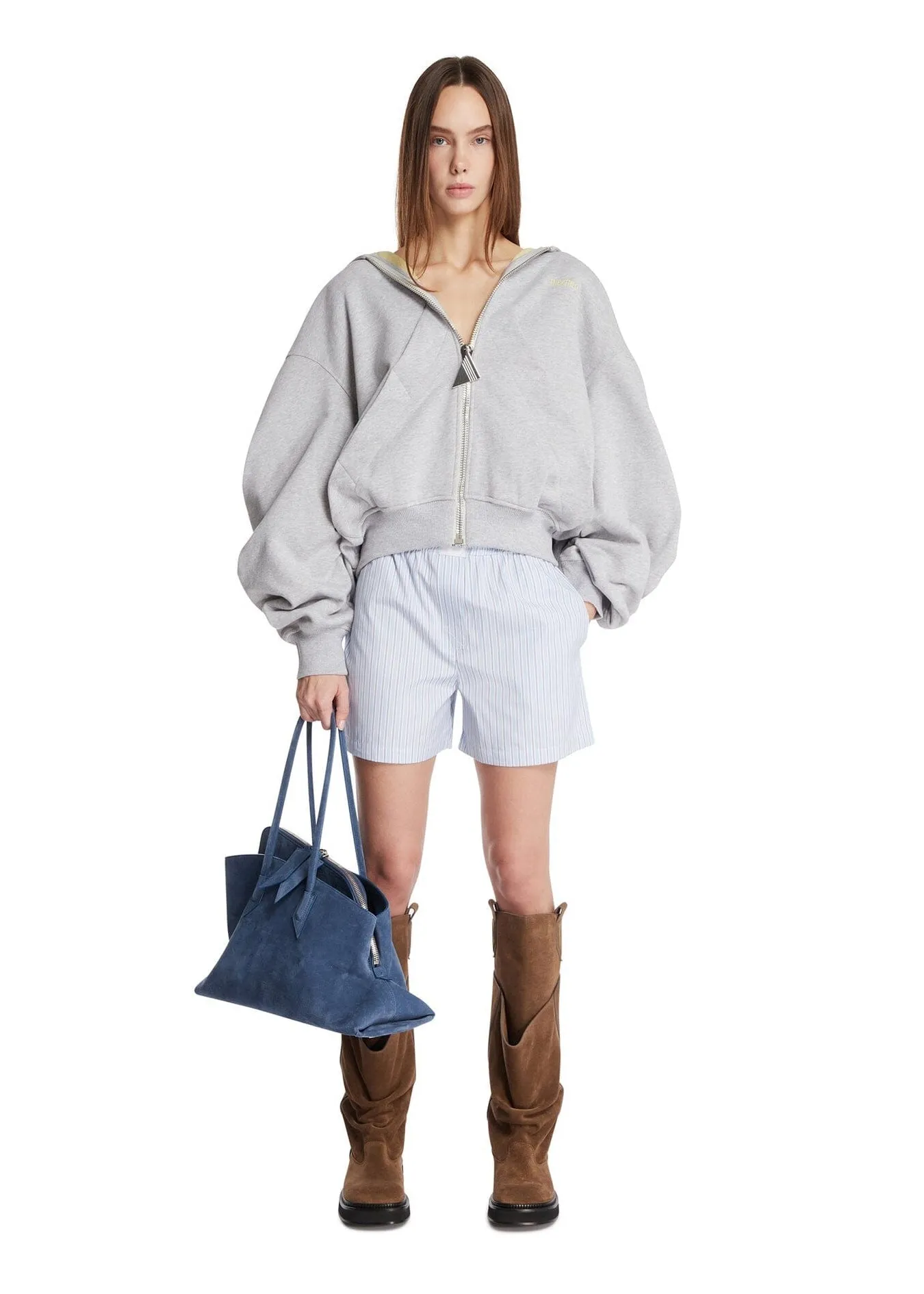 The Attico // Sweatshirt Zip American Fleece / Light Grey Melange sold by Seletti