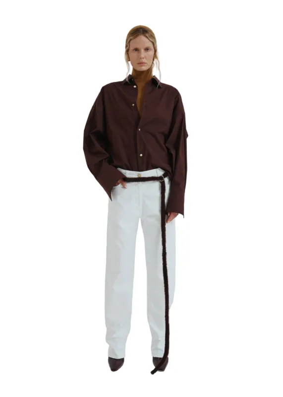 DARKPARK // Carla Oversize Popeline Shirt / Brown sold by Seletti