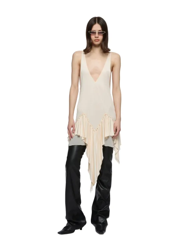 The Attico // Shiny Jersey And Georgette Mini Dress / Ivory sold by Seletti