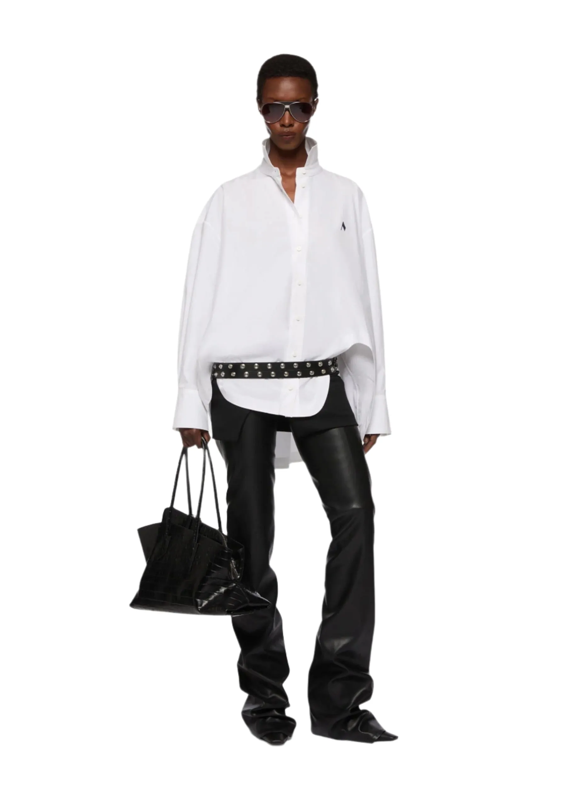 The Attico // Diana Shirt / White & Navy Blue sold by Seletti