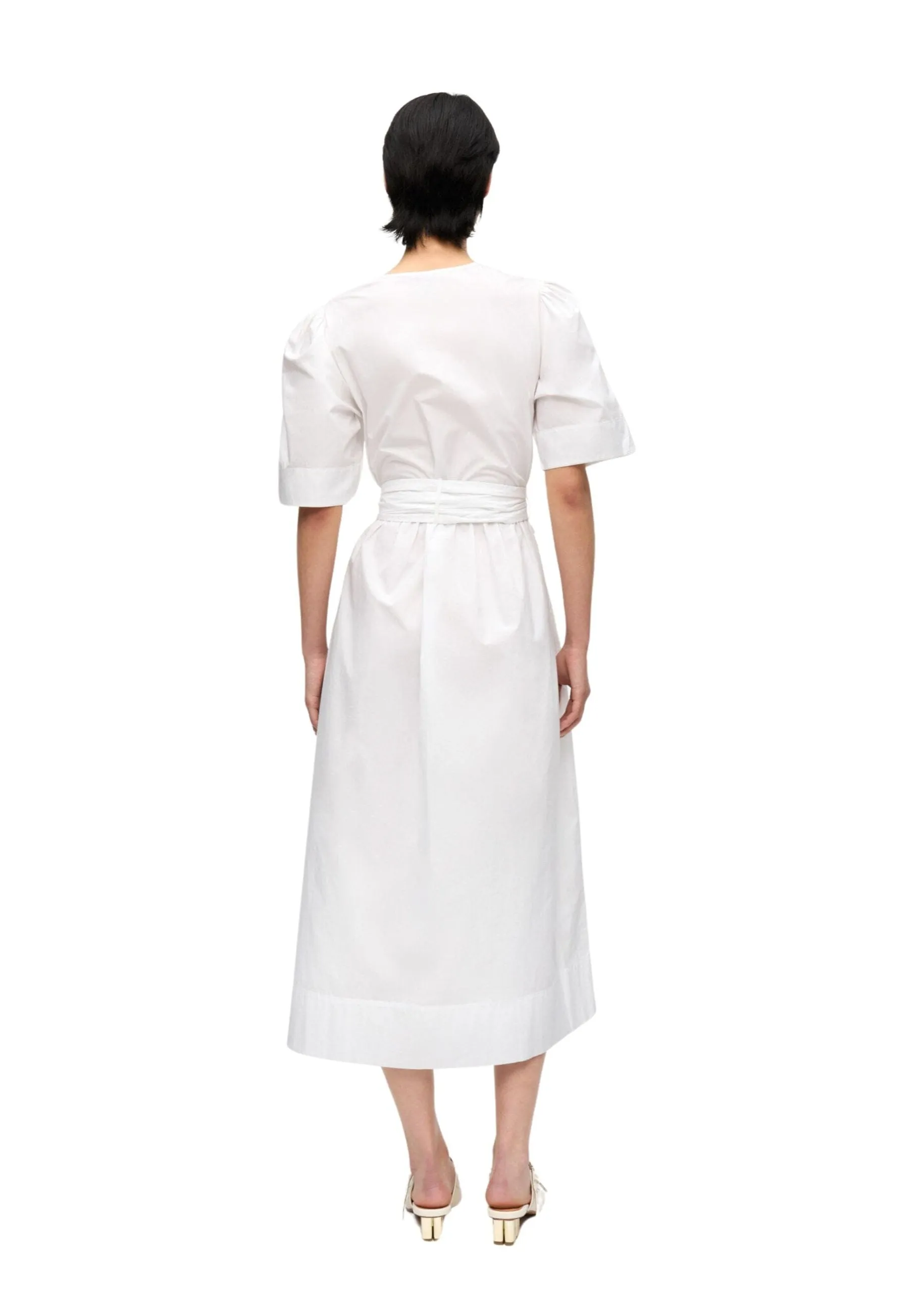 GANNI // Washed Stretch Cotton Tie Strap Midi Dress / Bright White sold by Seletti product image thumbnail 2