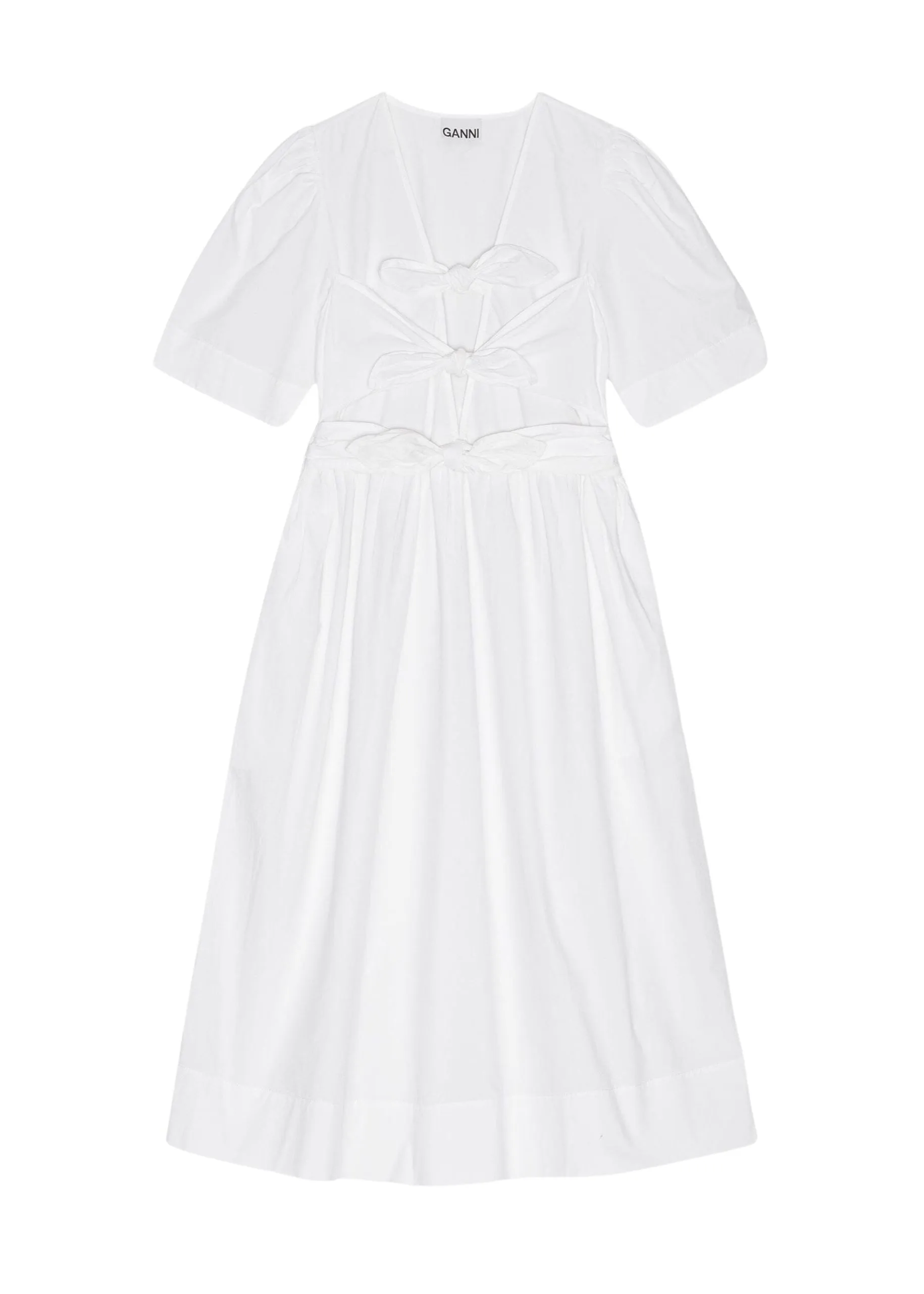 GANNI // Washed Stretch Cotton Tie Strap Midi Dress / Bright White sold by Seletti product image thumbnail 5