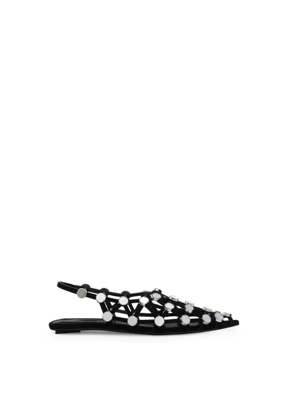 The Attico // Grid Ballerina Suede / Black sold by Seletti