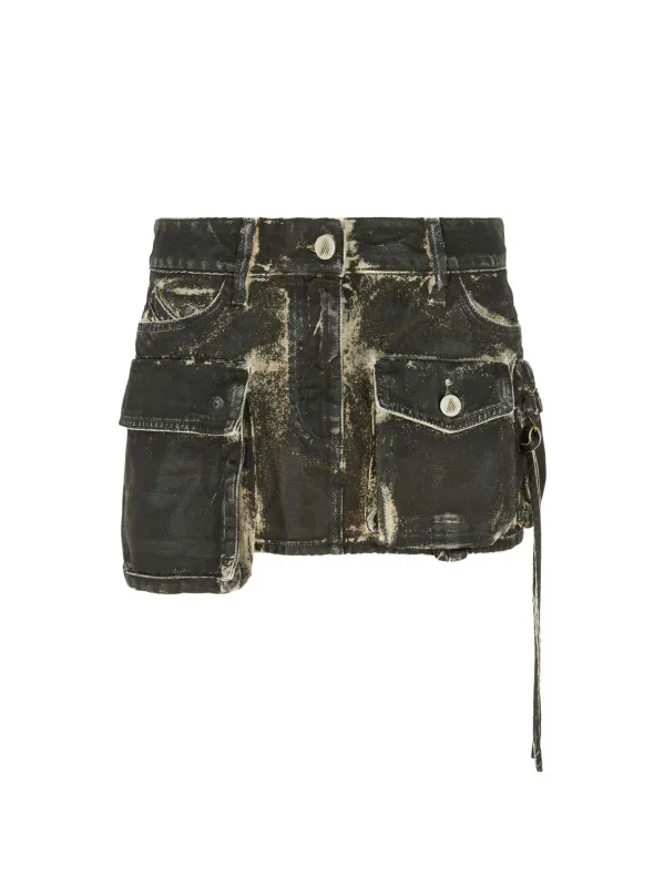 The Attico // Mini Skirt Mat Coated Canvas / Navy Blue sold by Seletti