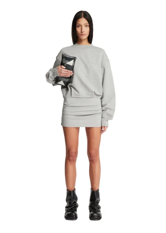 The Attico // Mini Dress Light American Fleece / Light Grey Melange sold by Seletti