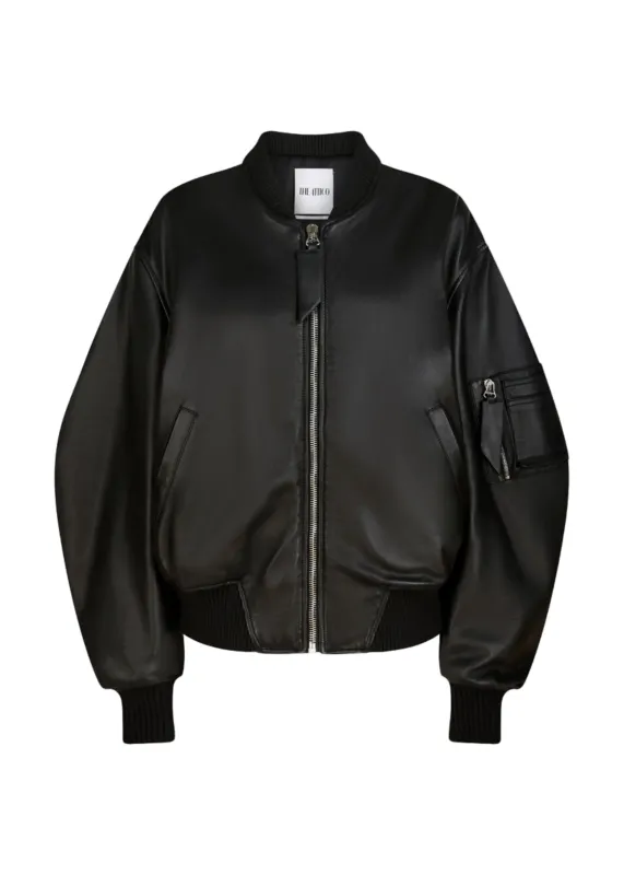 The Attico // Leather Bomber / Black sold by Seletti