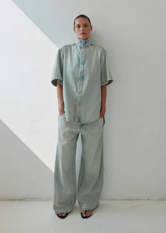 DARKPARK // Iris Paper Bag Tencel Denim / Bluesh White made by DARKPARK