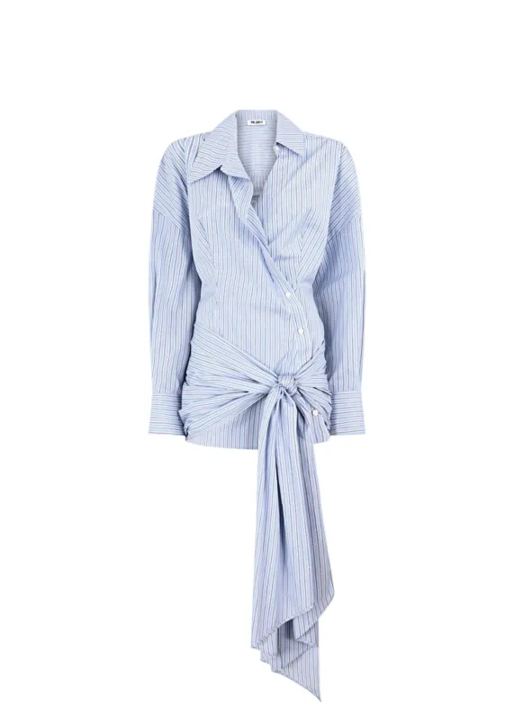 The Attico // Mini Dress Cotton Stripes / Light Blue & White sold by Seletti