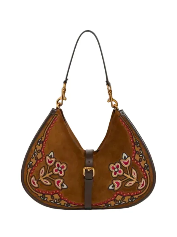 Etro // Crossbody Pony XL Bag Leather & Embroidery / Sand sold by Seletti