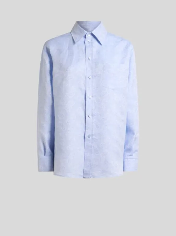 Etro // Regular Fit Shirt With Jacquard Motif / Pale Blue made by Etro