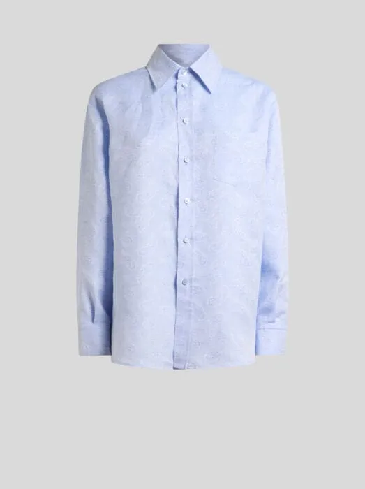 Etro // Regular Fit Shirt With Jacquard Motif / Pale Blue sold by Seletti