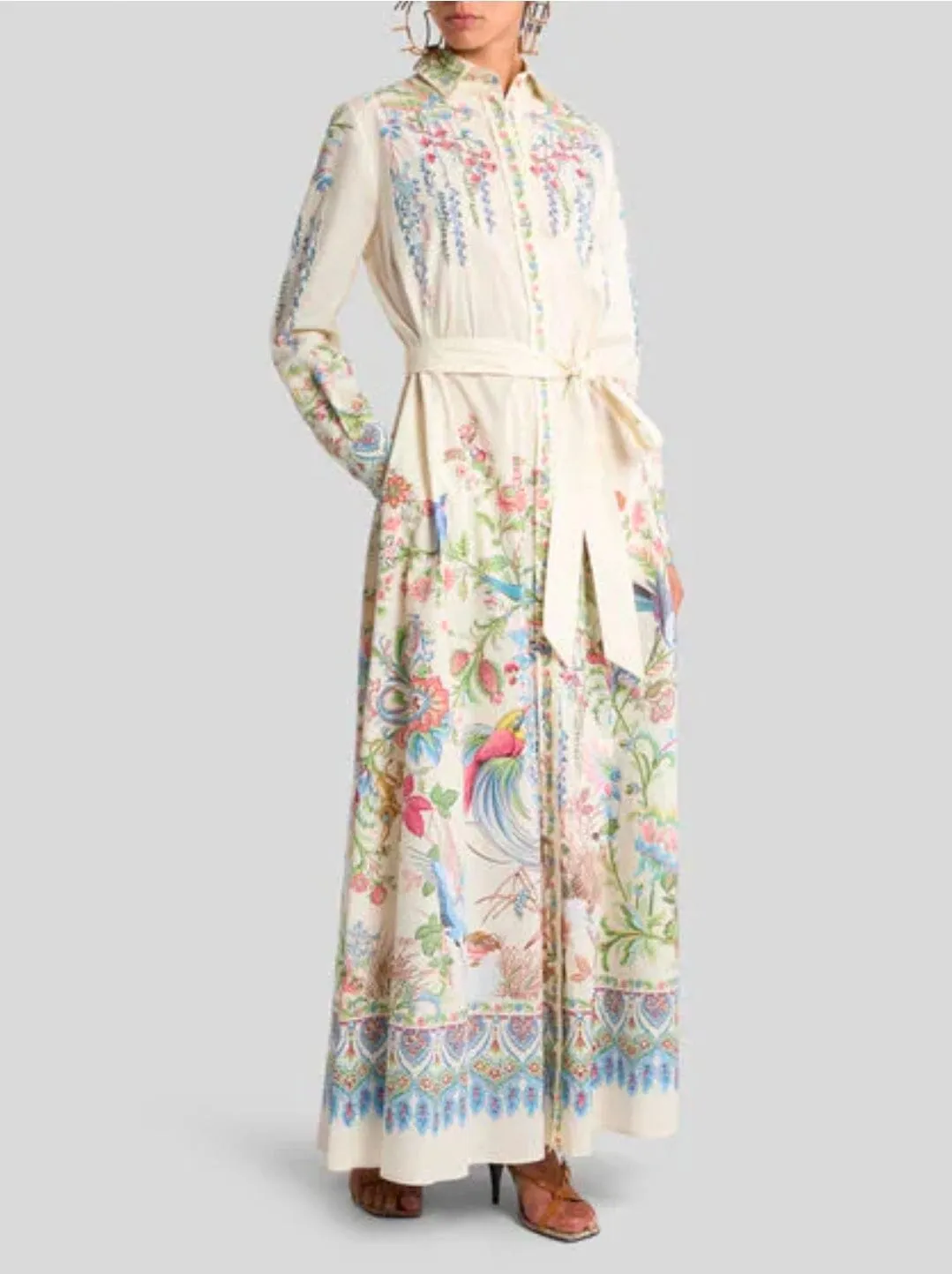 Etro // Maxi Shirt Dress With Belt / Print & White Base sold by Seletti product image thumbnail 3