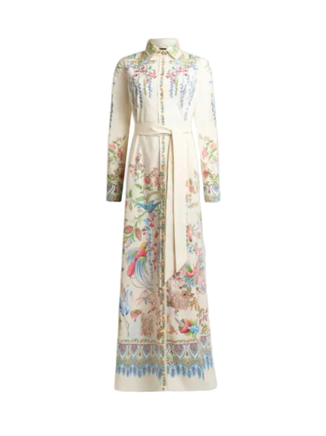 Etro // Maxi Shirt Dress With Belt / Print & White Base sold by Seletti