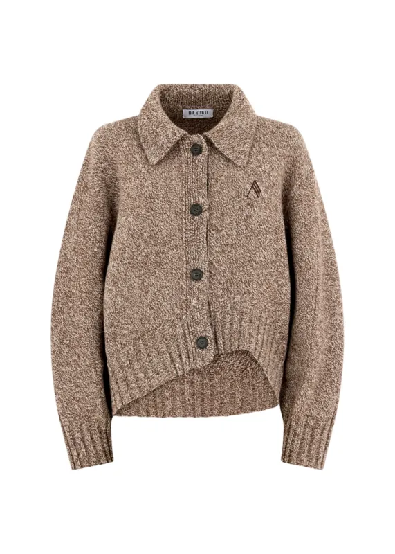 The Attico // Cardigan Wool Cashmere / Dark Brown & White made by The Attico
