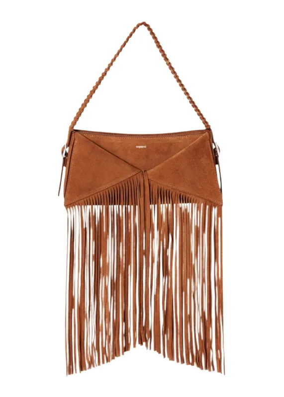 Coperni // Suede Fringed Belt Baguette Bag / Brown sold by Seletti