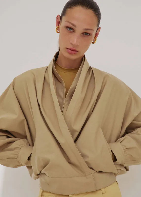 DARKPARK // Franca Light Cotton Delave Bomber Jacket / Beige made by DARKPARK