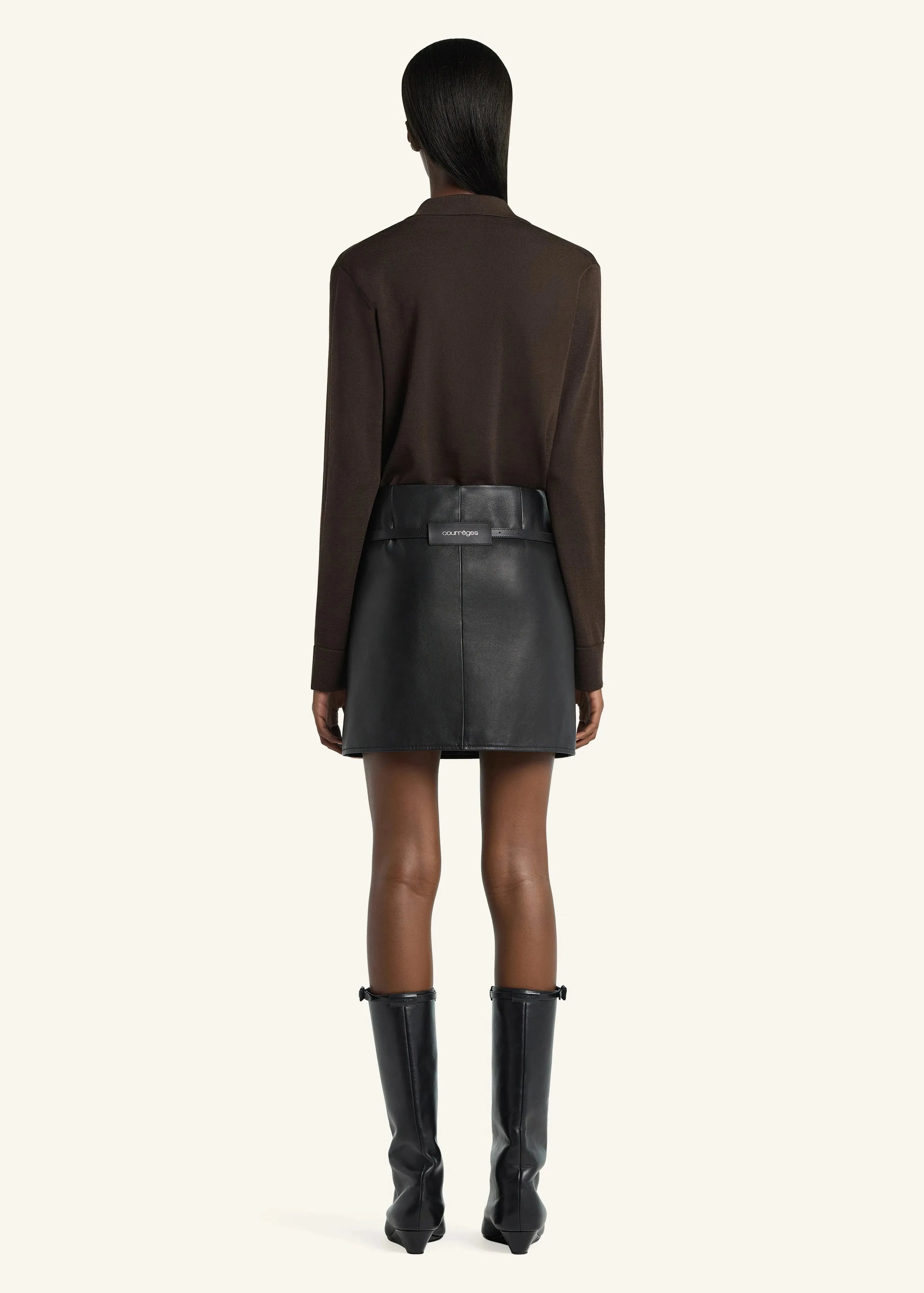 Courreges // Merino Cardigan Polo / Chocolate sold by Seletti product image thumbnail 4