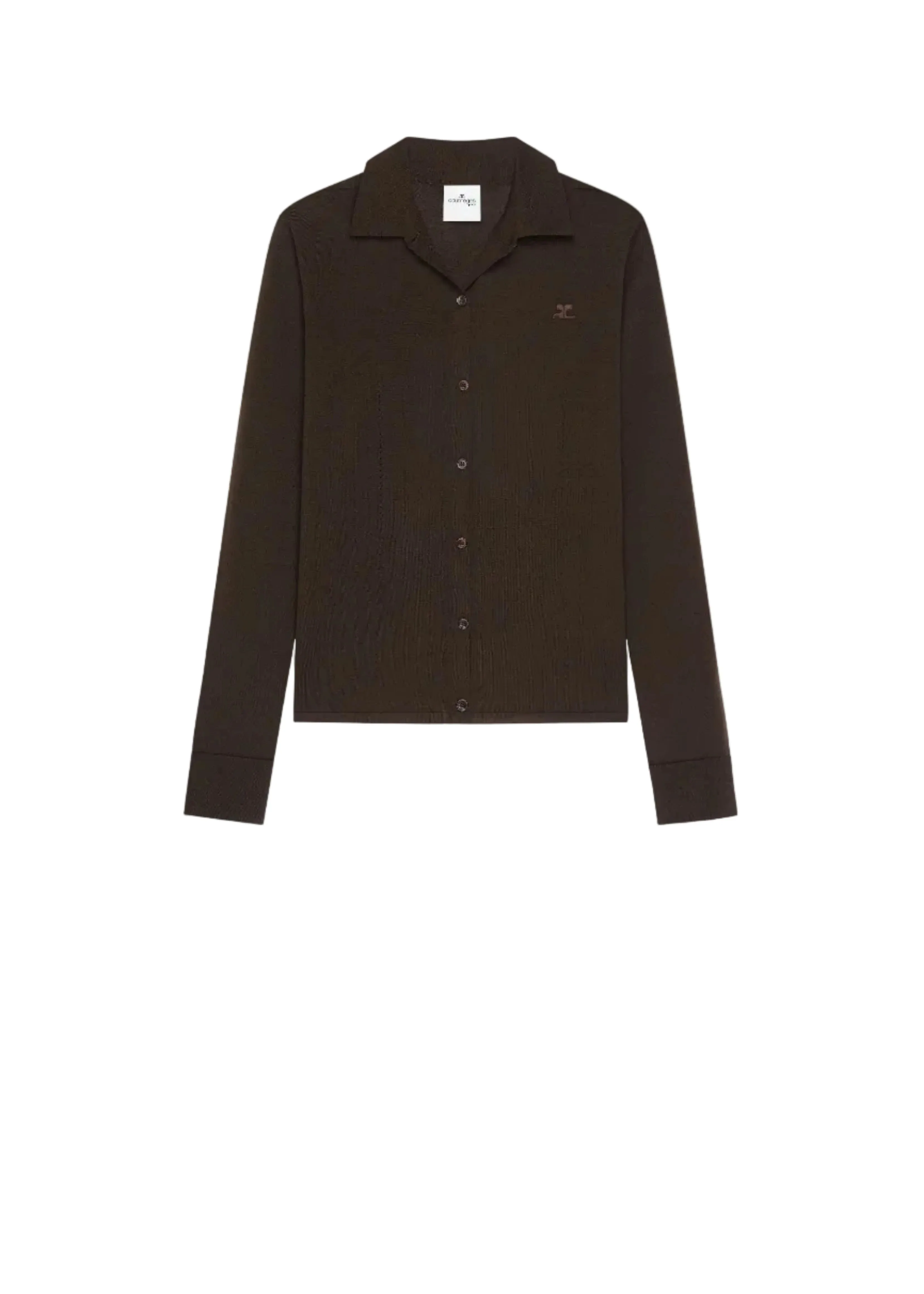 Courreges // Merino Cardigan Polo / Chocolate sold by Seletti