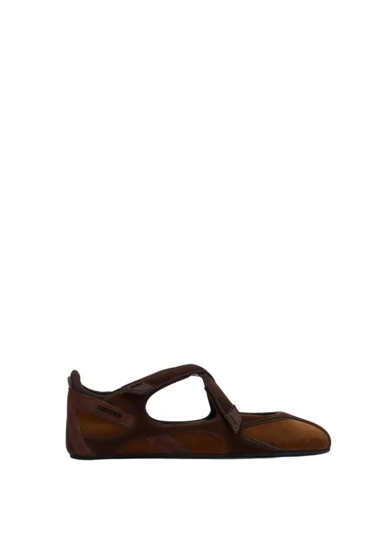 The Attico // Floor01 Ballerina Flat Suede Calfskin / Brown Shades made by The Attico