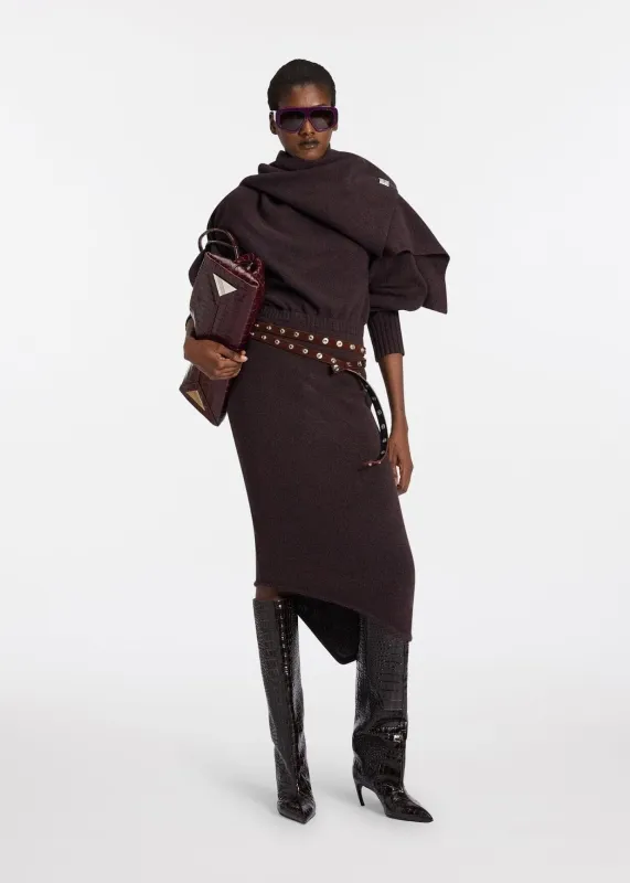 The Attico // Midi Dress Wool Cashmere / Brown Shades made by The Attico