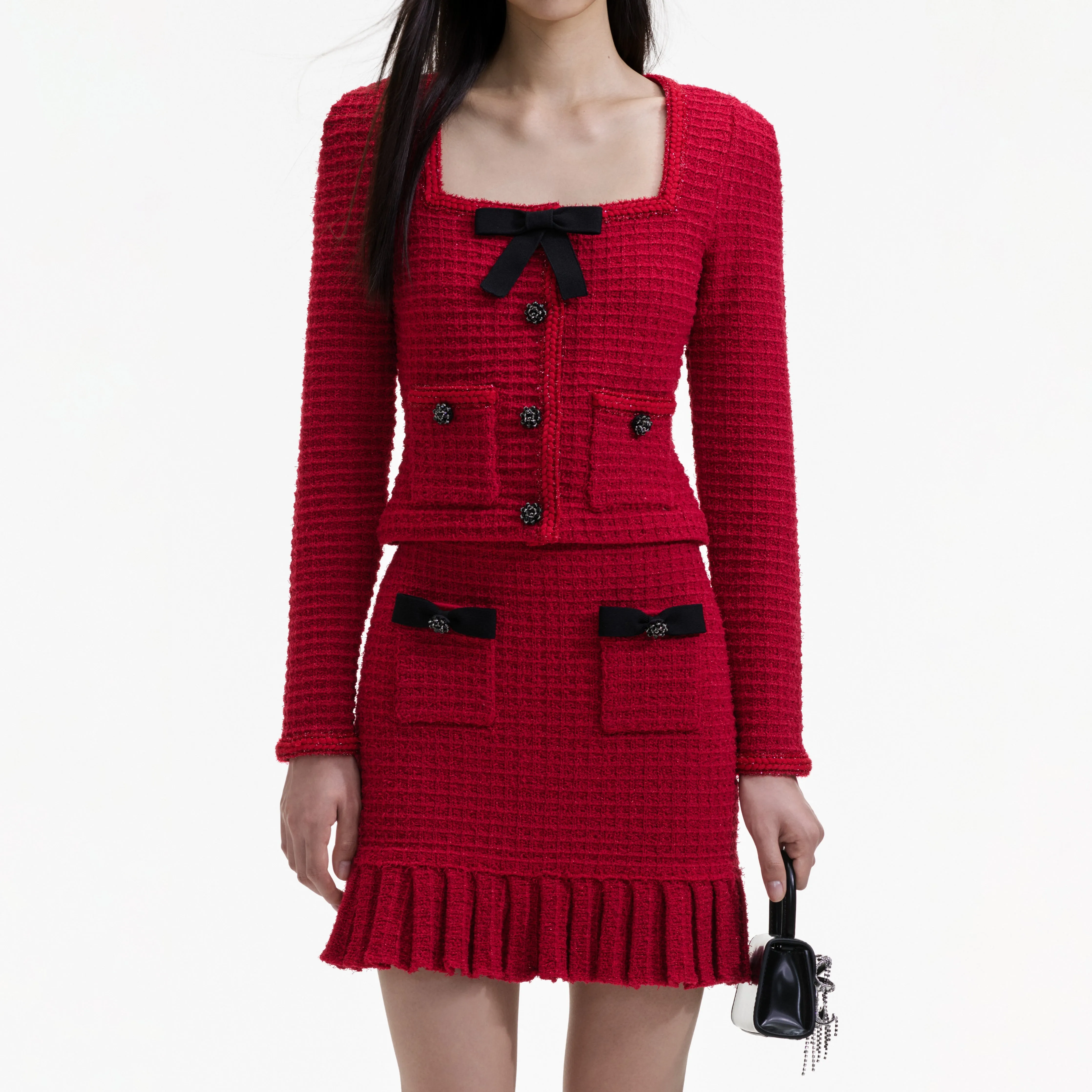 Red Knit Bow Top sold by Self-Portrait product image thumbnail 4