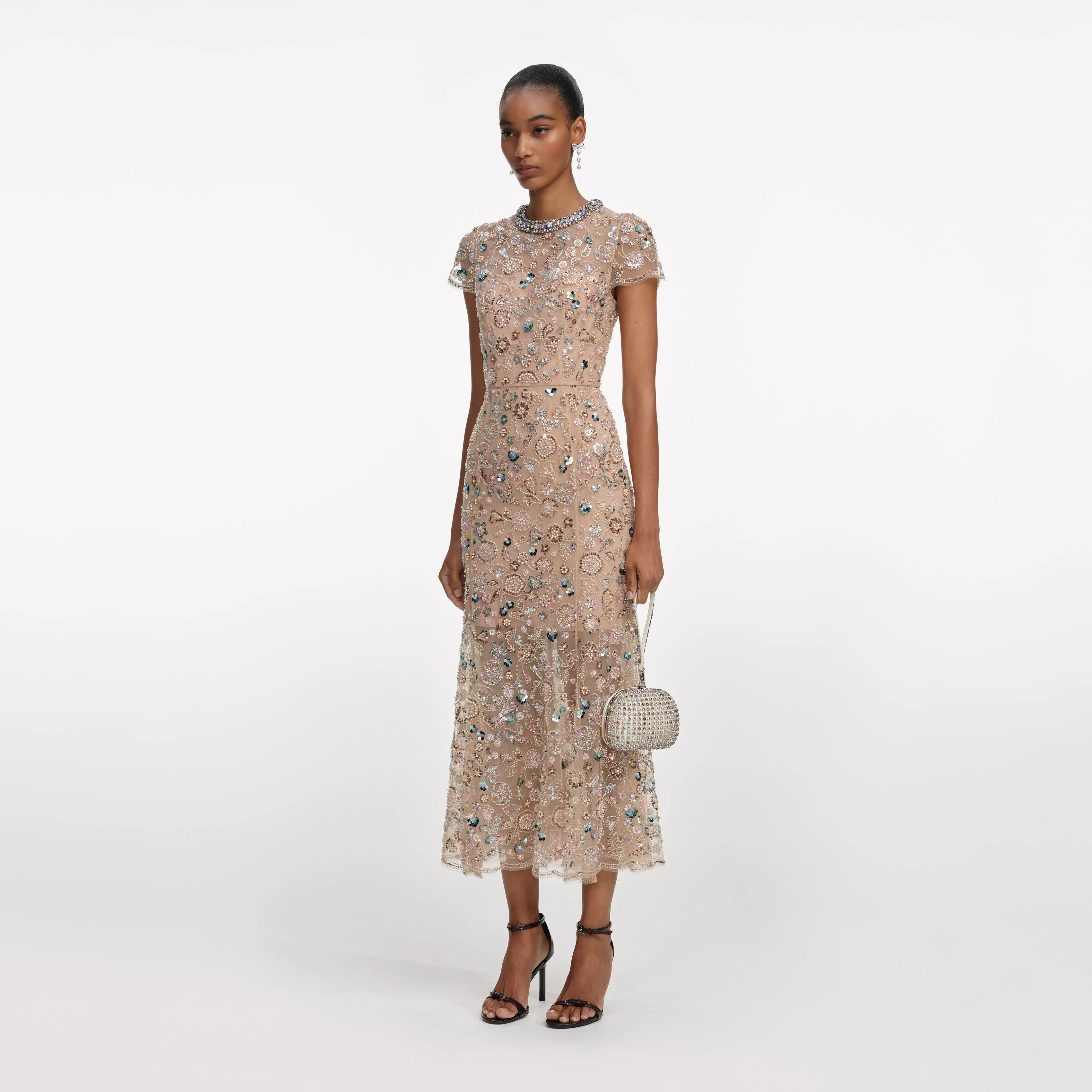 Champagne Sequin Embroidered Midi Dress sold by Self-Portrait product image thumbnail 2