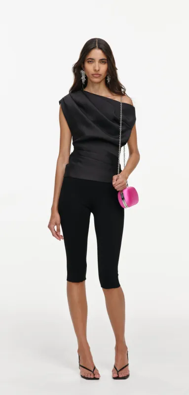 Black Taffeta Draped Top made by Self-Portrait