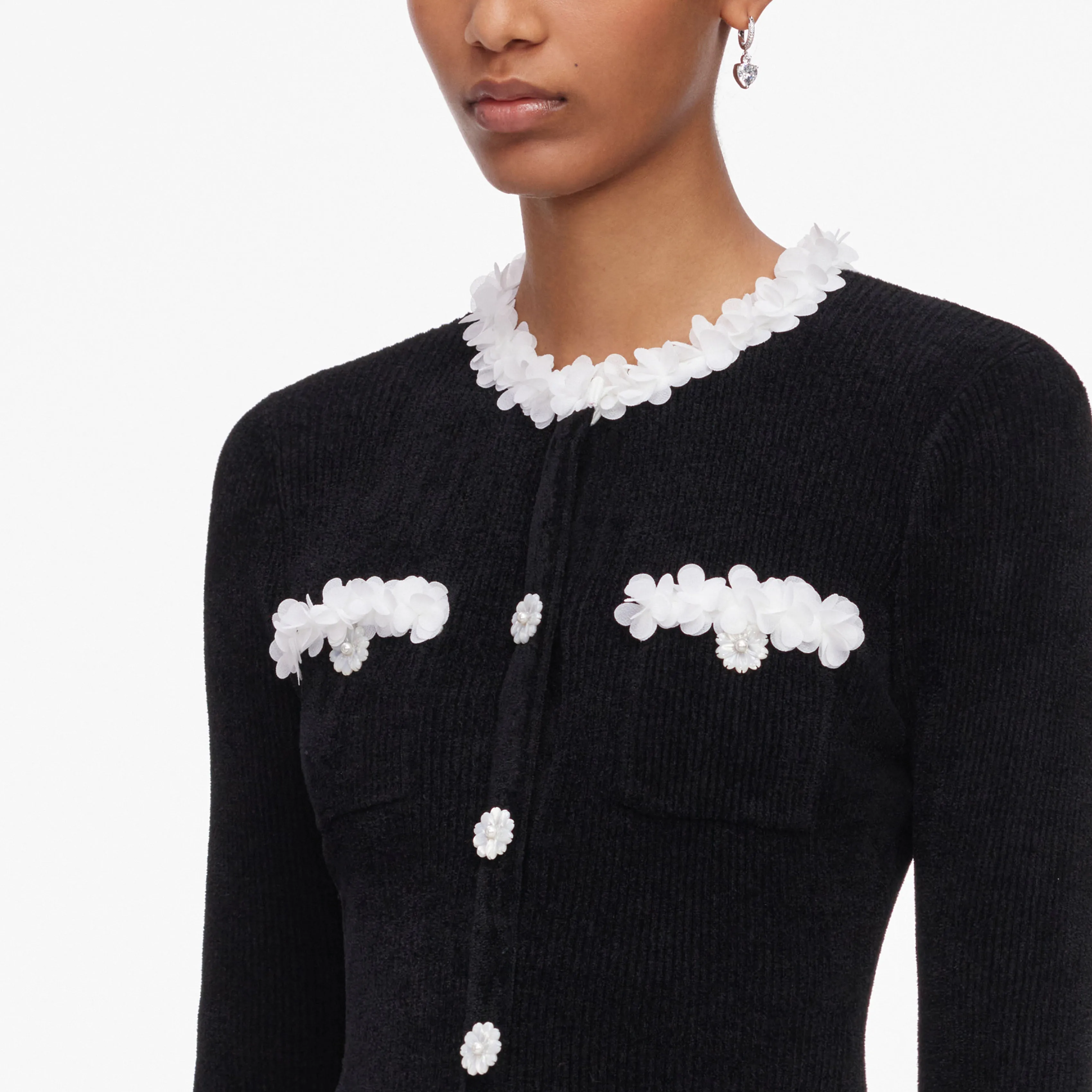 Black Chenille Knit Flower Trim Mini Dress sold by Self-Portrait product image thumbnail 5