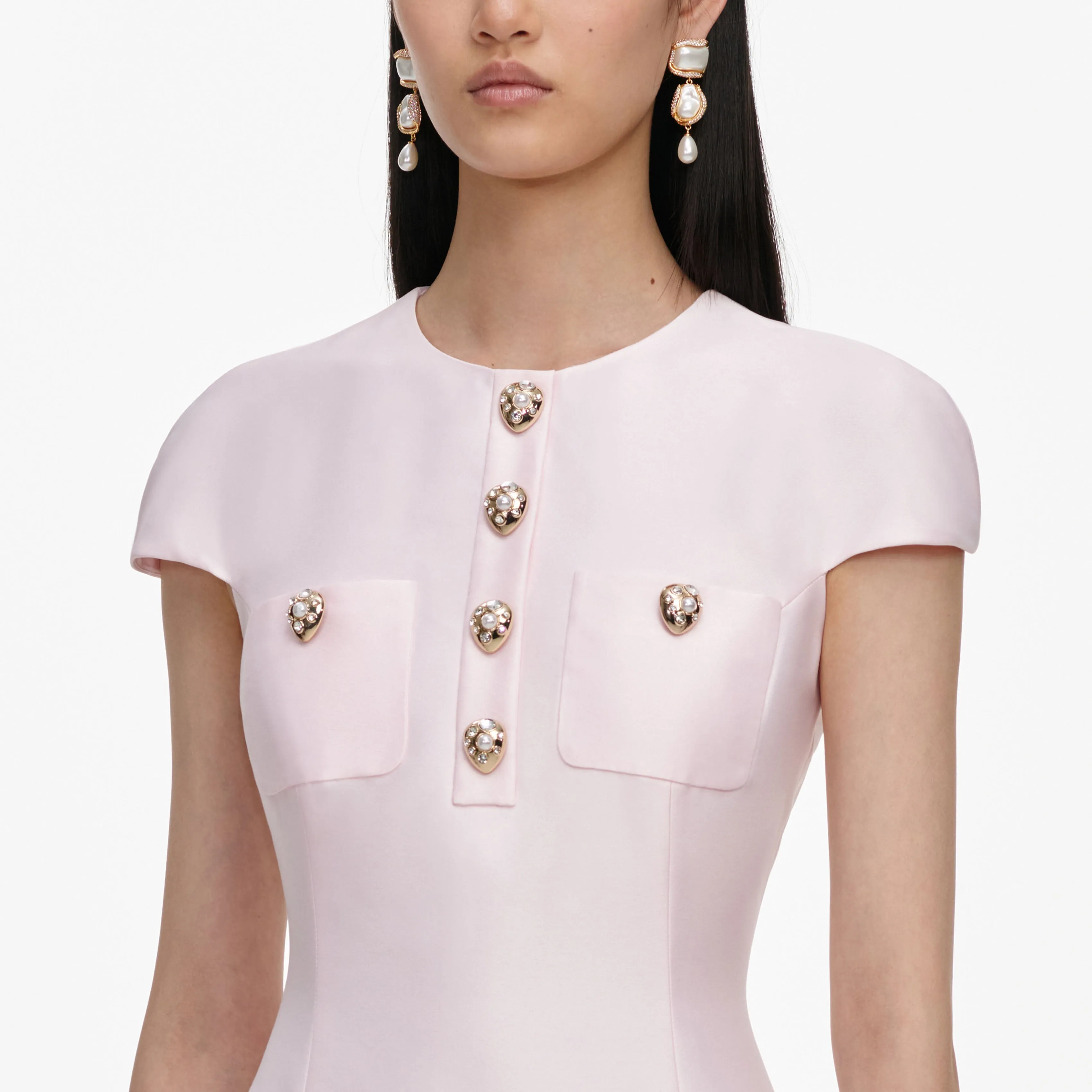 Pink Taffeta Buttoned Midi Dress sold by Self-Portrait product image thumbnail 5