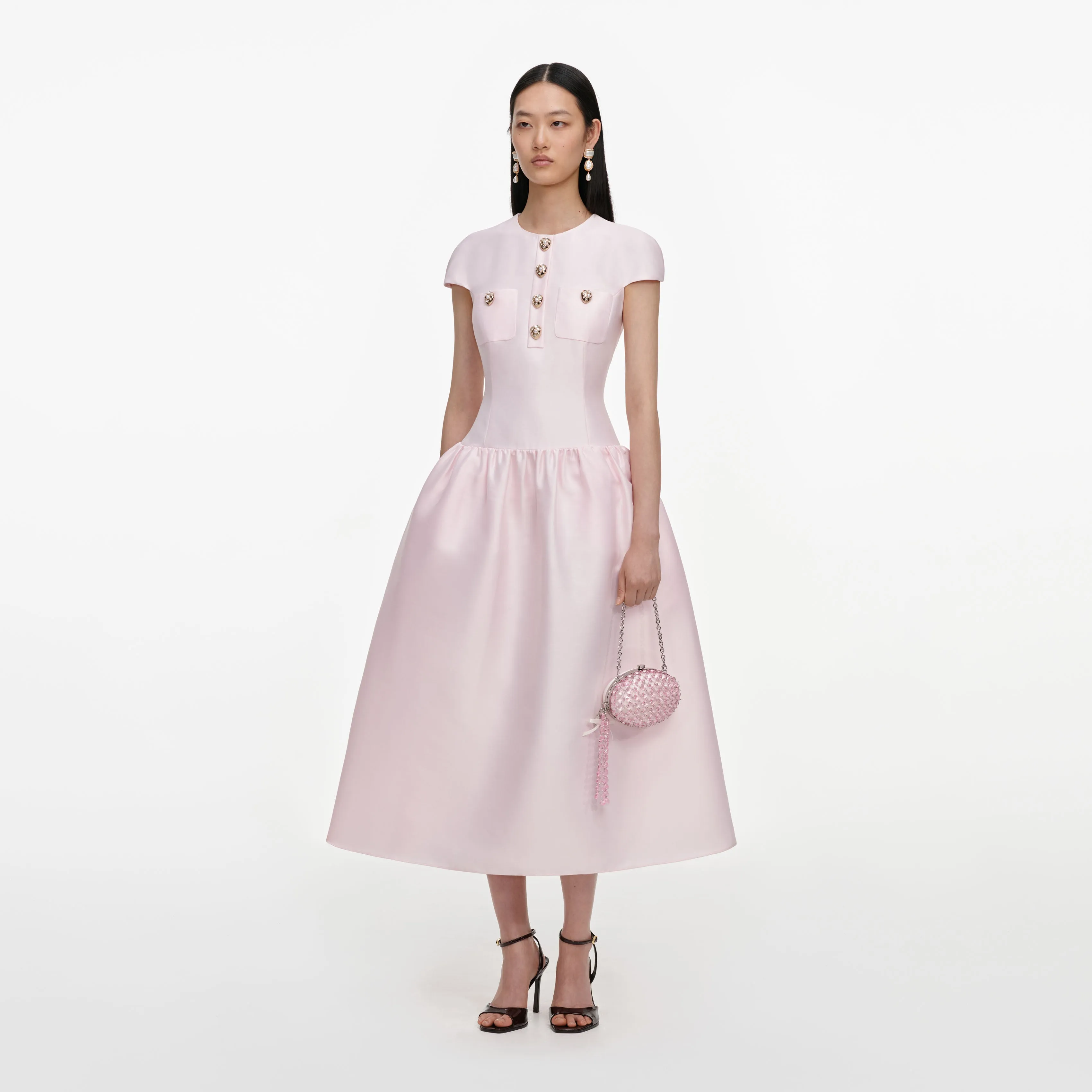 Pink Taffeta Buttoned Midi Dress sold by Self-Portrait product image thumbnail 2