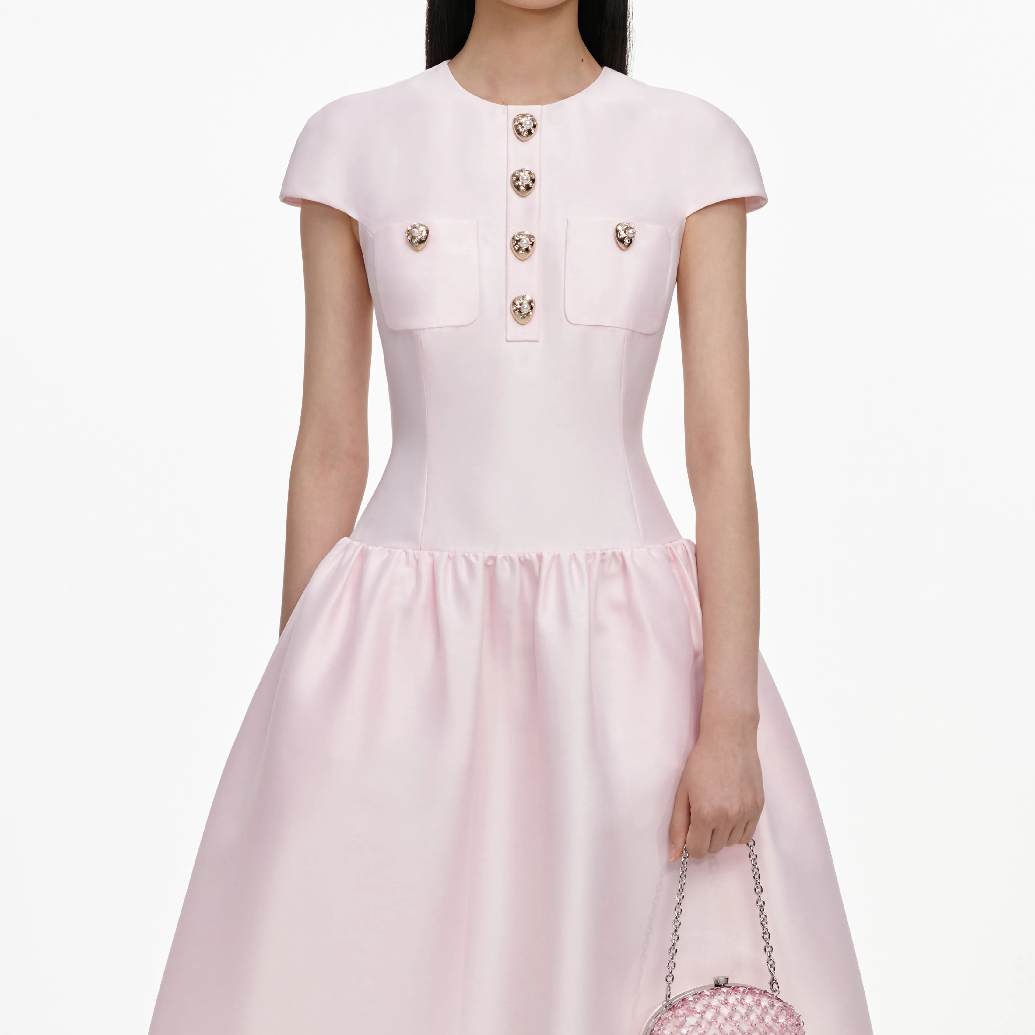 Pink Taffeta Buttoned Midi Dress sold by Self-Portrait product image thumbnail 4