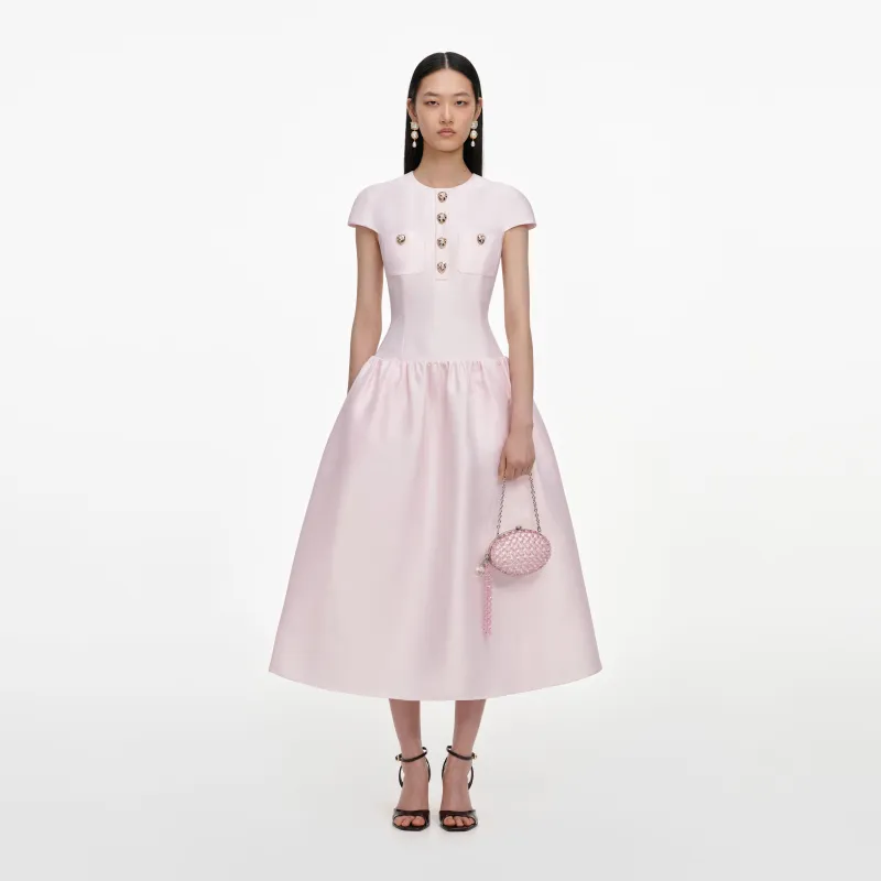 Pink Taffeta Buttoned Midi Dress made by Self-Portrait