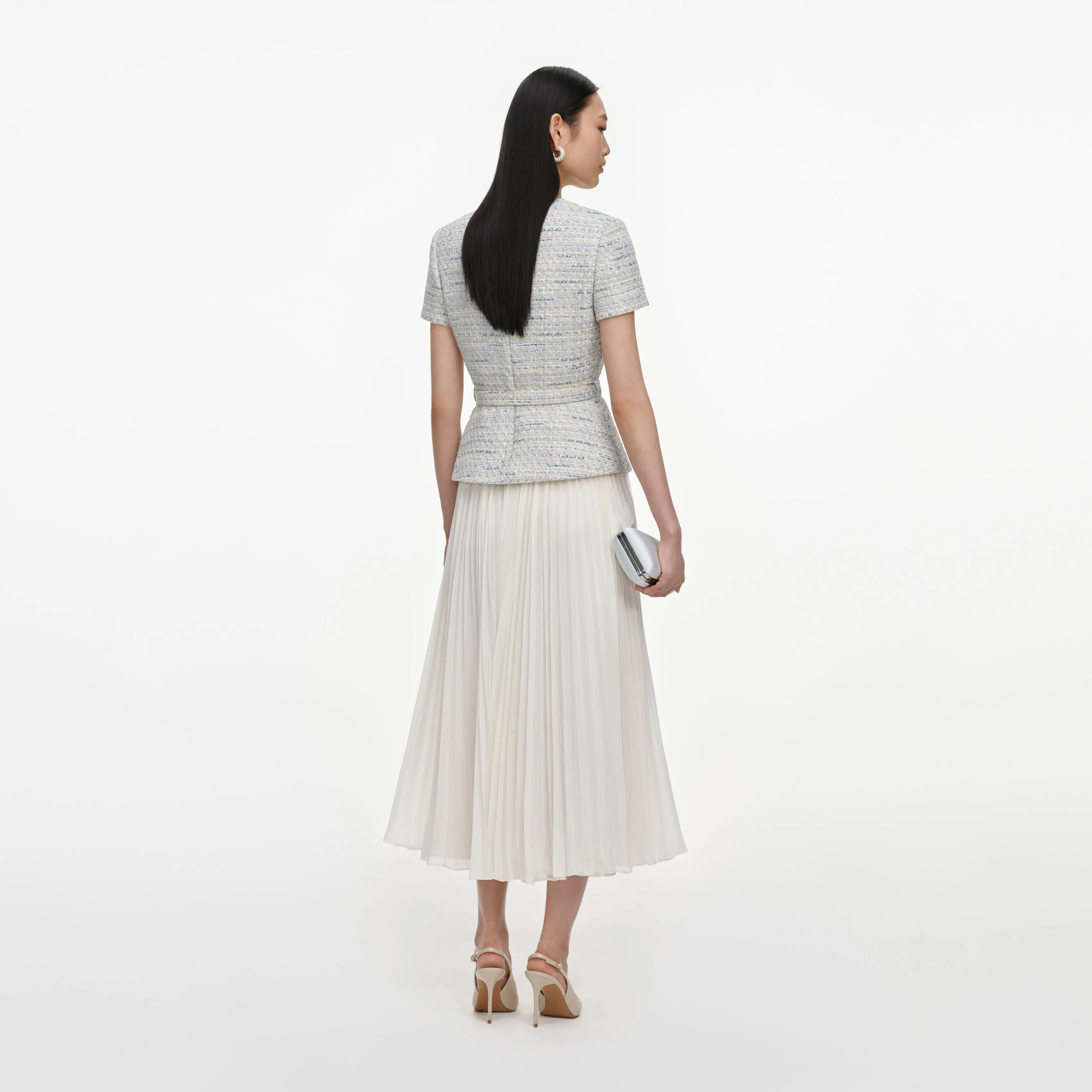 Blue Boucle Chiffon Midi Dress sold by Self-Portrait product image thumbnail 3