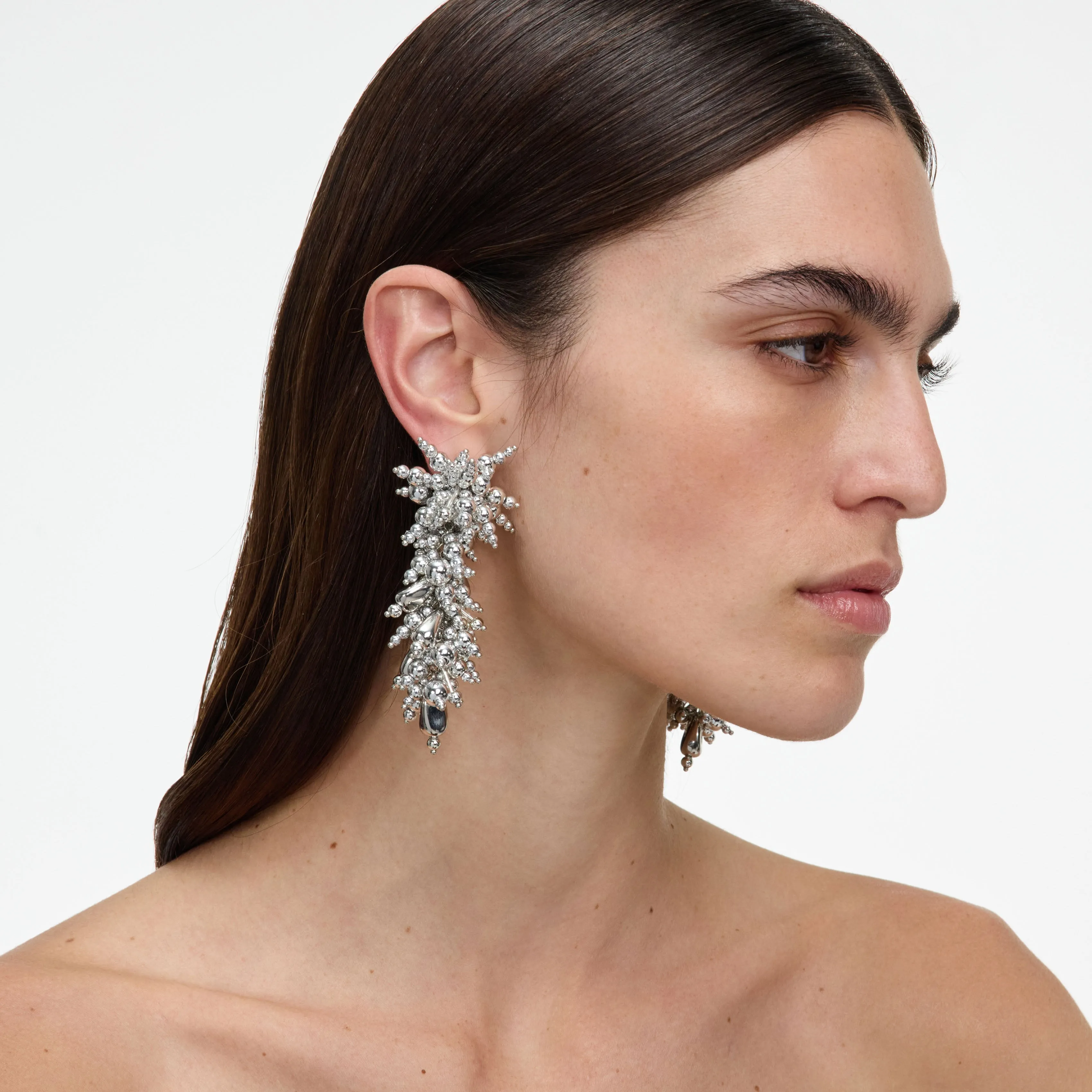 Silver Beaded Dangle Earring sold by Self-Portrait product image thumbnail 2