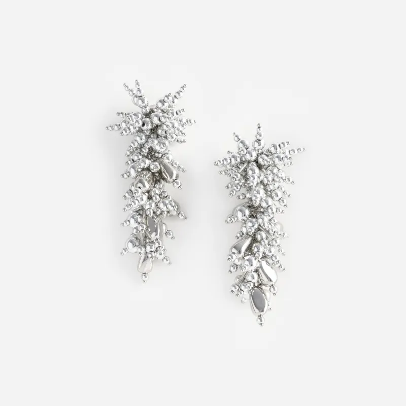 Silver Beaded Dangle Earring made by Self-Portrait