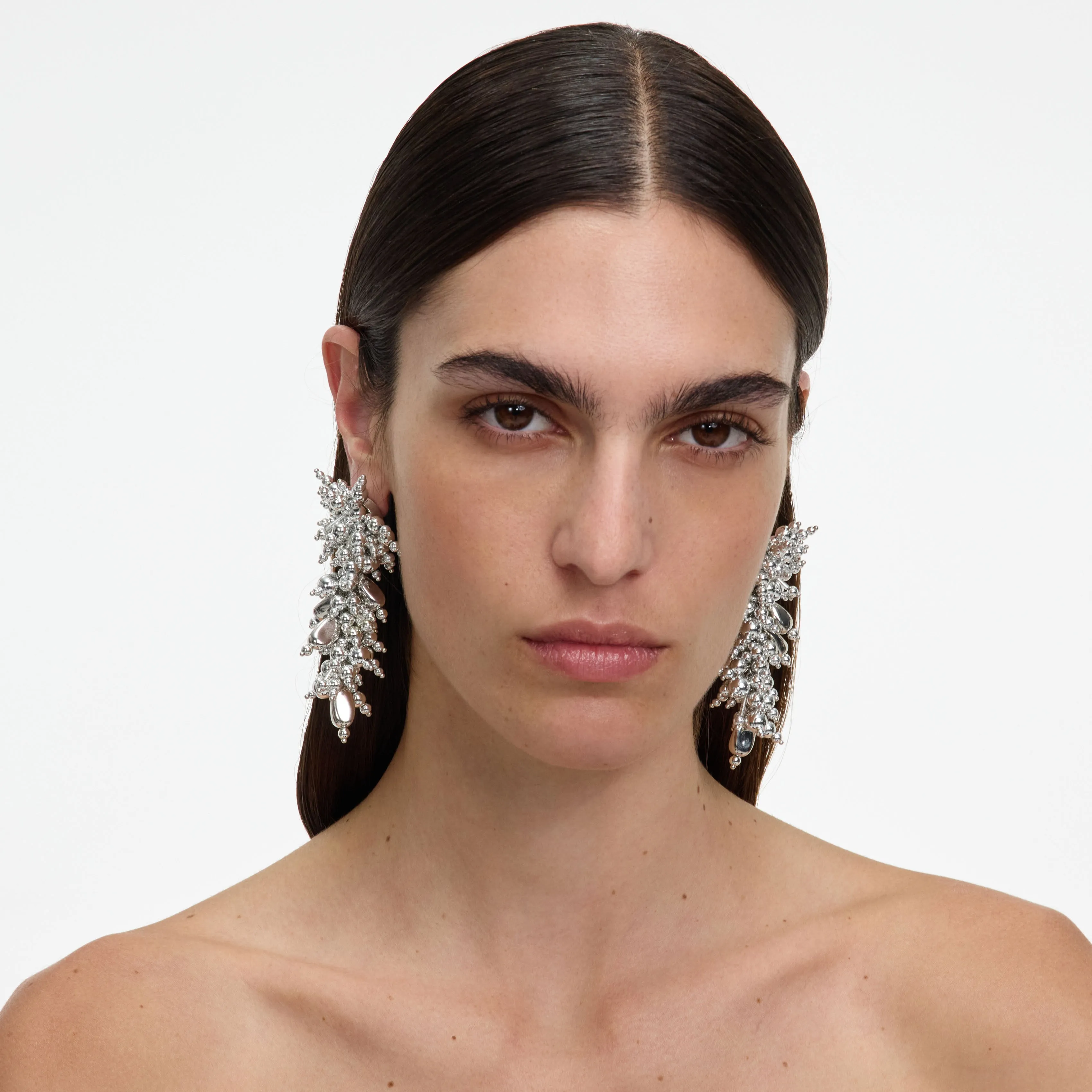 Silver Beaded Dangle Earring sold by Self-Portrait product image thumbnail 4