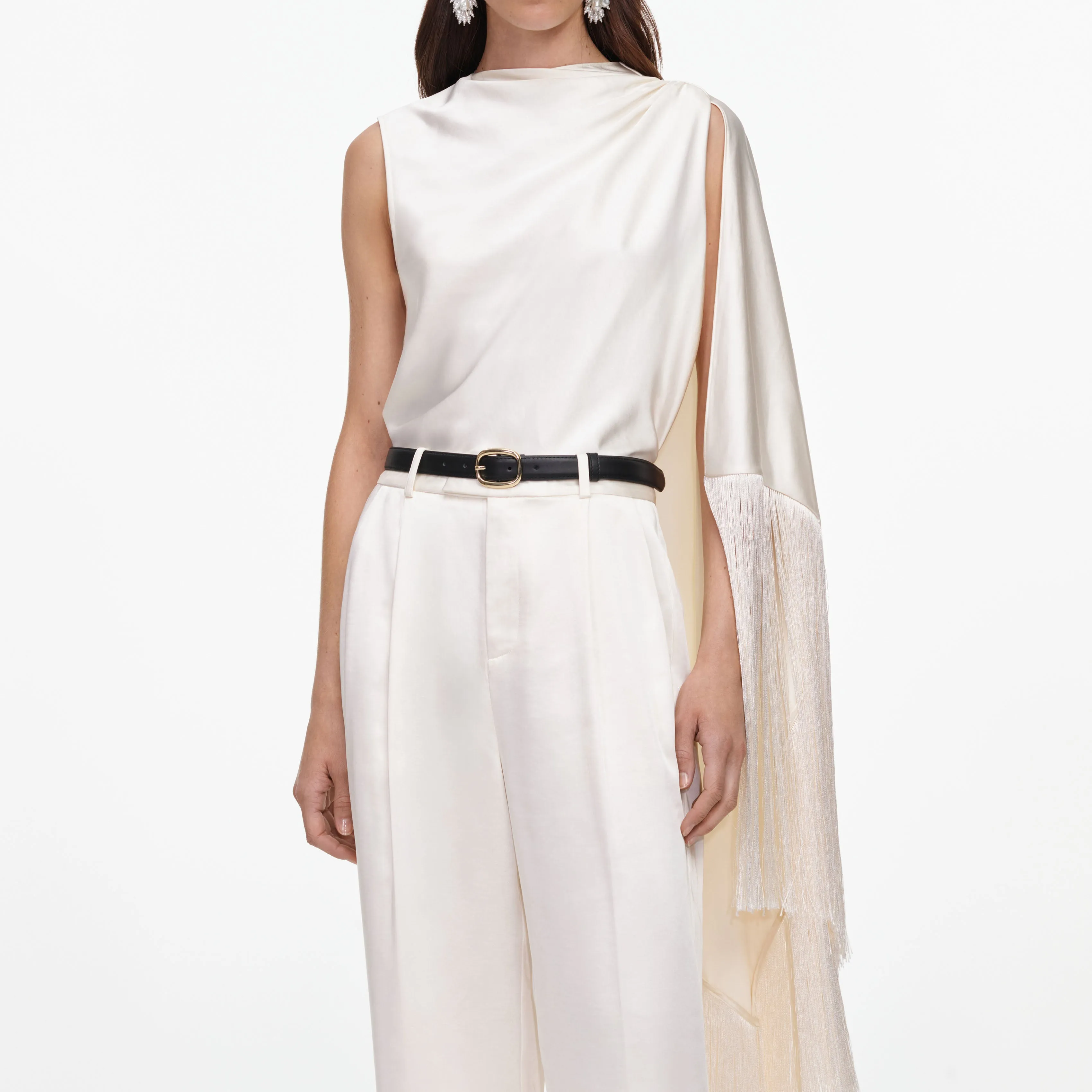 Cream Satin Trousers sold by Self-Portrait product image thumbnail 4