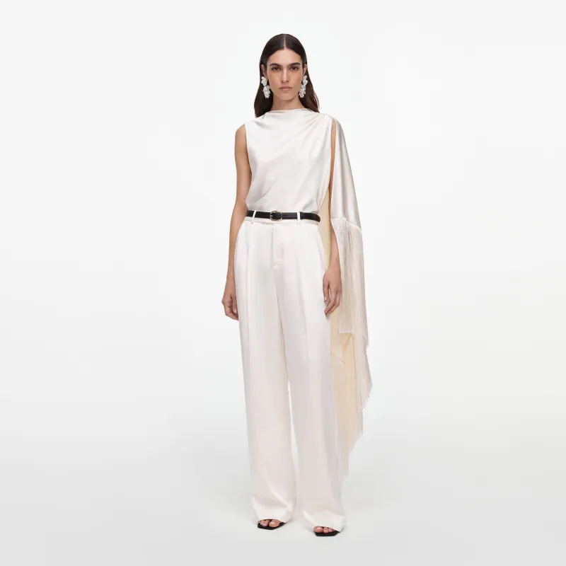 Cream Satin Trousers made by Self-Portrait