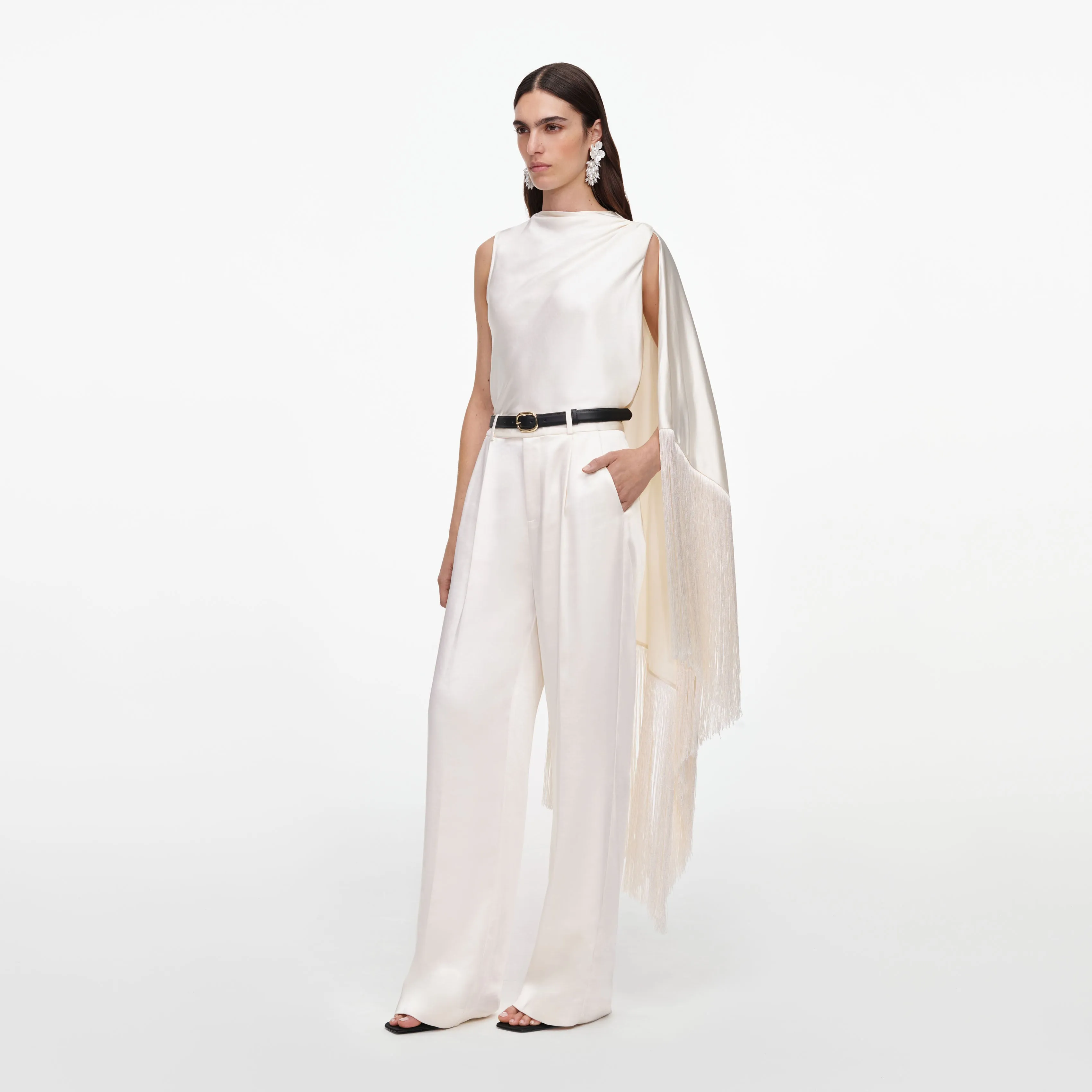 Cream Satin Trousers sold by Self-Portrait product image thumbnail 2