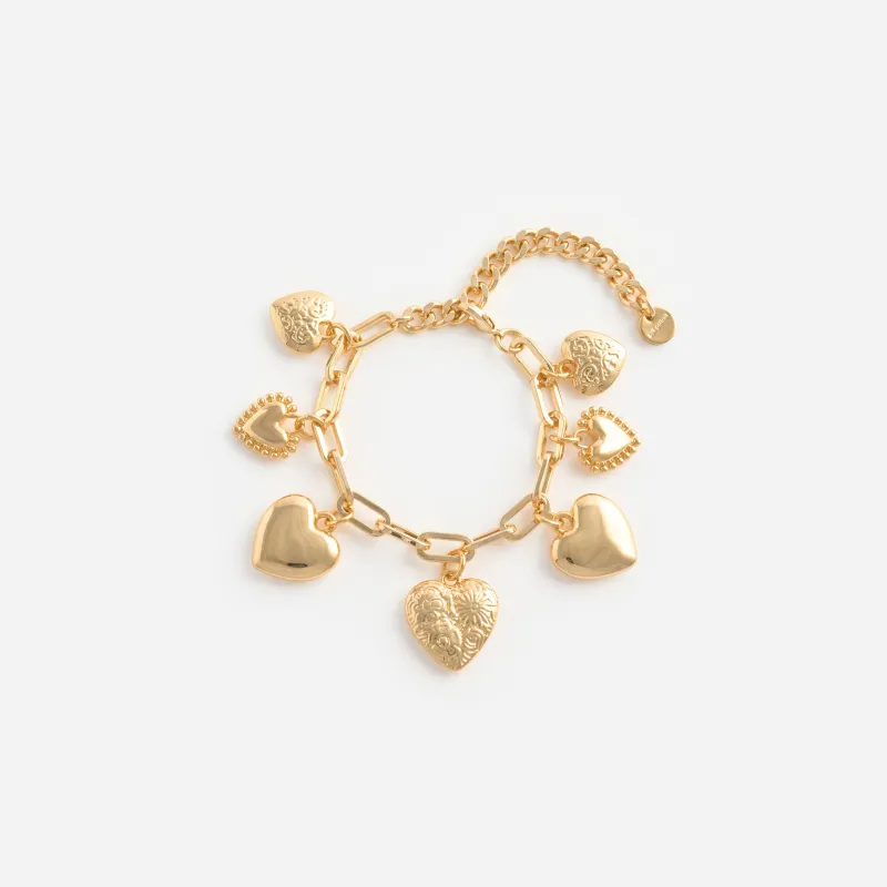 Gold Heart Charm Bracelet made by Self-Portrait