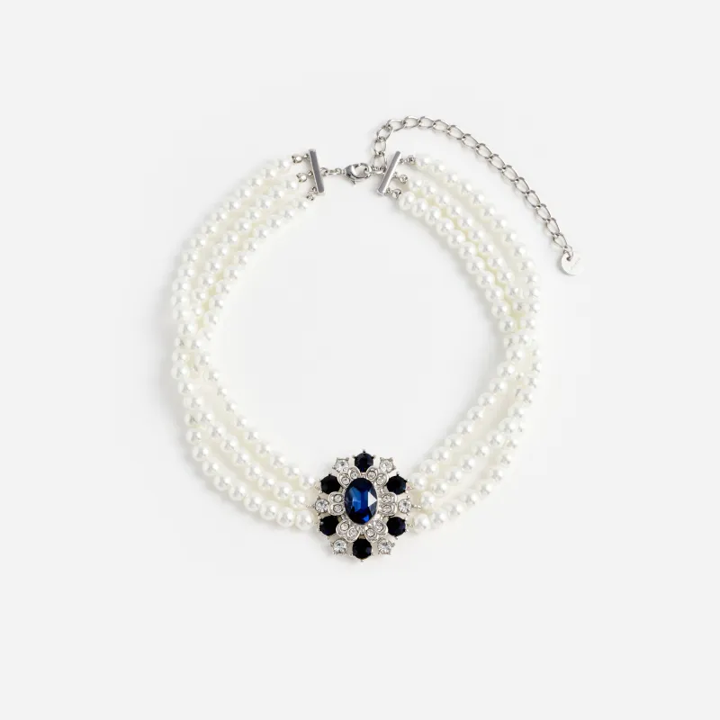Blue Crystal Pearl Choker made by Self-Portrait
